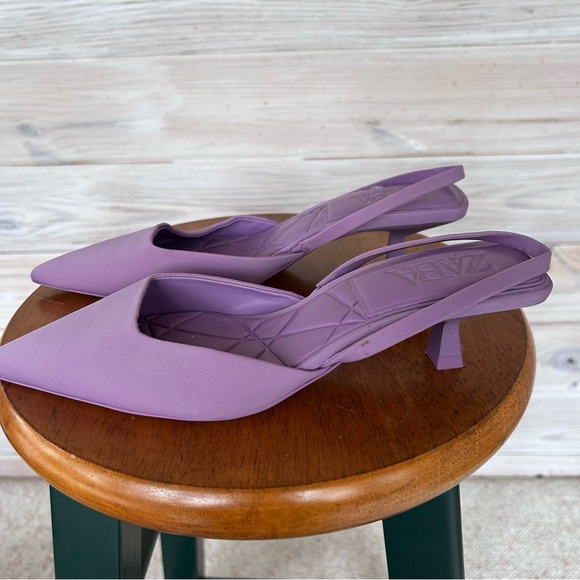 Zara Women's Violet Pointed Slingback Heels - Picture 5 of 12
